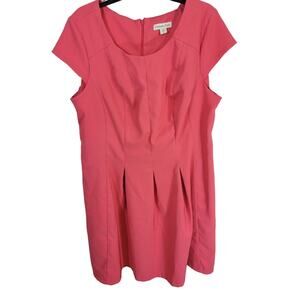 Coldwater Creek Pink Pleated Cap Sleeve Cocktail Shift Dress Women's Size 18
